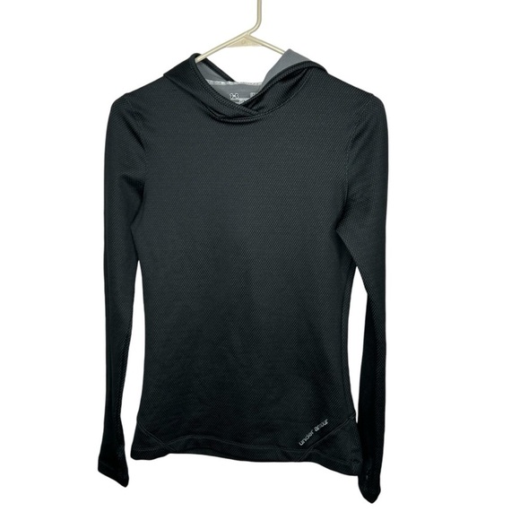 UNDER ARMOUR Hoodie Women’s S ColdGear Pullover Sweatshirt Black Fitted - Picture 1 of 5